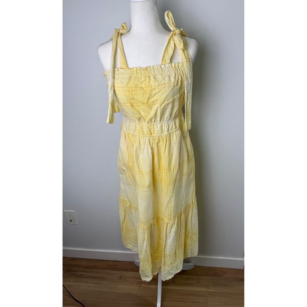 Tie-Shoulder Yellow Midi Dress